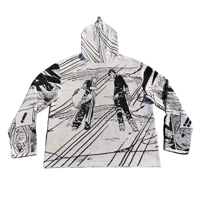 Tapestry Hoodie Black And White